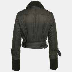 Pre Owned Burberry Brit Black Synthetic Detachable Fur Collar-Cuff Zip-Up Jacket M