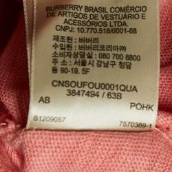 Burberry Brit Coral Pink Check Sprayed Cotton Scoop Neck T-Shirt XS