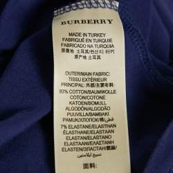 Burberry Brit Blue Stretch Cotton Nova Check Trim T-Shirt L