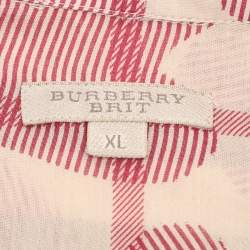 مملوكة مسبقًا Burberry Brit Multicolor Heart Print Nova Check Cotton Plaid Button Shirt XL