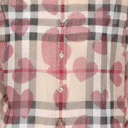 مملوكة مسبقًا Burberry Brit Multicolor Heart Print Nova Check Cotton Plaid Button Shirt XL