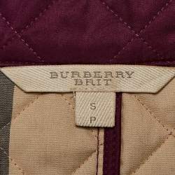 Burberry Brit Burgundy Quilted Gabardine Button Front Jacket S