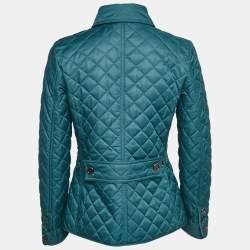 Pre Owned Burberry Brit Blue Quilted Gabardine Button Front Jacket S