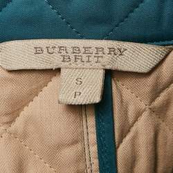 Pre Owned Burberry Brit Blue Quilted Gabardine Button Front Jacket S