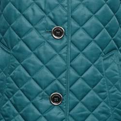 Pre Owned Burberry Brit Blue Quilted Gabardine Button Front Jacket S