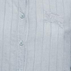 Burberry Brit Grey Pinstripe Button Front Blouse S
