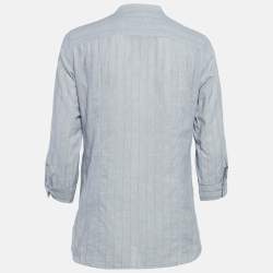 Burberry Brit Grey Pinstripe Button Front Blouse S
