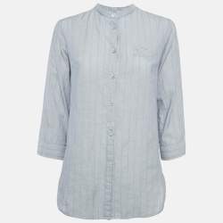 Burberry Brit Grey Pinstripe Button Front Blouse S