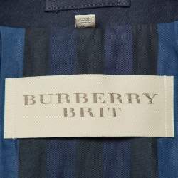 مملوكة مسبقًا Burberry Brit Navy Blue Cotton Double Breasted Peacoat S