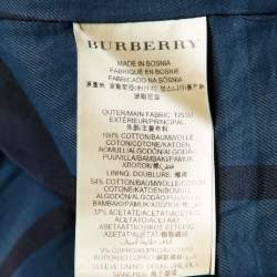 مملوكة مسبقًا Burberry Brit Navy Blue Cotton Double Breasted Peacoat S