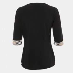 Burberry Brit Black Checks Cuff Jersey T-Shirt M