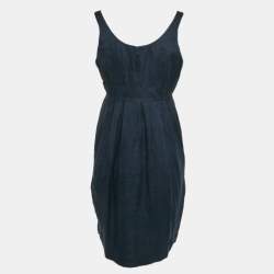 Burberry Brit Blue Ramie Pleated Short Dress M