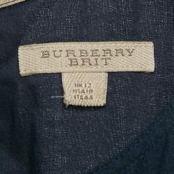 Burberry Brit Blue Ramie Pleated Short Dress M