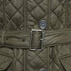 Pre Owned Burberry Brit Green Nylon Quilted Jacket M