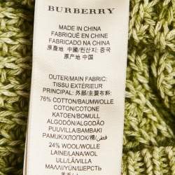 Pre Owned Burberry Brit Green Cable Knit Crewneck Sweater M