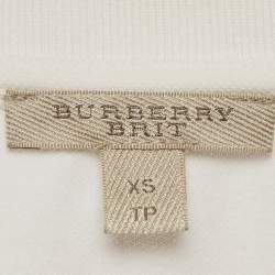 Pre Owned Burberry Brit White Pique Cotton Polo T-Shirt XS