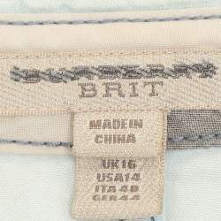Pre Owned Burberry Brit Washed Blue Cotton Belted Dress L
