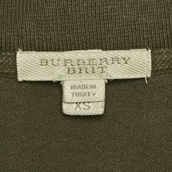 Pre Owned Burberry Brit Khaki Green Cotton Pique Polo T-Shirt XS