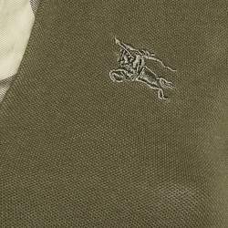 Pre Owned Burberry Brit Khaki Green Cotton Pique Polo T-Shirt XS