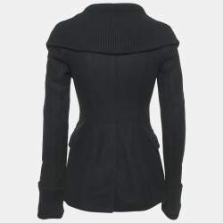 مملوكة مسبقًا Burberry Brit Black Wool Rib Collar Trim Jacket XS