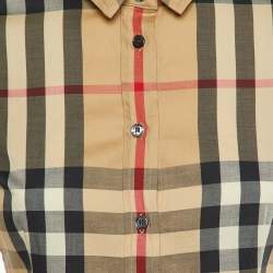 Burberry Brit Beige Nova Check Cotton Button Front Shirt XS
