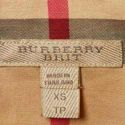 Burberry Brit Beige Nova Check Cotton Button Front Shirt XS