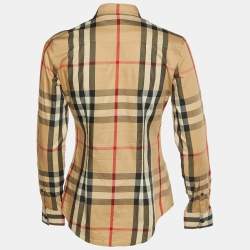 Burberry Brit Beige Nova Check Cotton Button Front Shirt XS