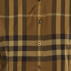 Burberry Brit Khaki Green Checkered Cotton Shirt L