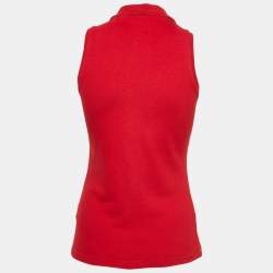 Burberry Brit Red Cotton Pique Sleeveless Polo T-Shirt S