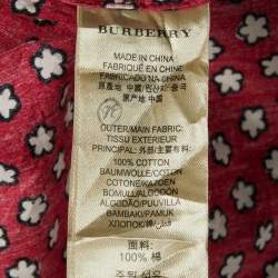 Burberry Red Printed Cotton Belted Shirt Dress S