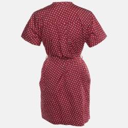 Burberry Red Printed Cotton Belted Shirt Dress S