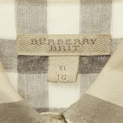 Pre Owned قميص بربري بريت شيز لون بيج بنقشة نوفا تشيك قطن شفاف مقاس كبير جدًا