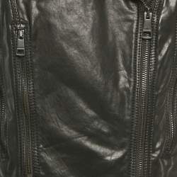 Pre Owned Burberry Brit Black Studded Leather Biker Jacket S