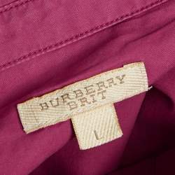 Pre Owned Burberry Brit Dark Pink Cotton Sleeveless Mini Dress L
