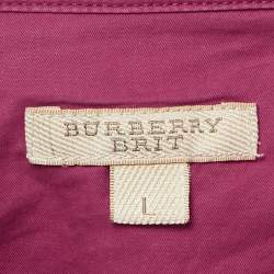 Pre Owned Burberry Brit Dark Pink Cotton Sleeveless Mini Dress L