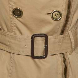 Pre Owned Burberry Brit Light Brown Cotton Belted Trench Jacket S