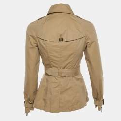 Pre Owned Burberry Brit Light Brown Cotton Belted Trench Jacket S