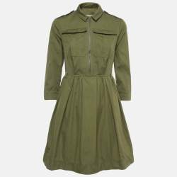 Pre Owned Burberry Brit Olive-Green Cotton Blend Mini Dress S