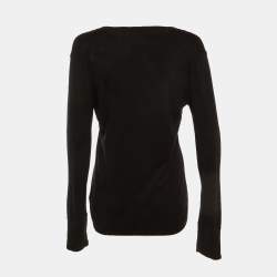 Pre Owned Burberry Brit Black Cotton & Cashmere V-Neck Jumper L