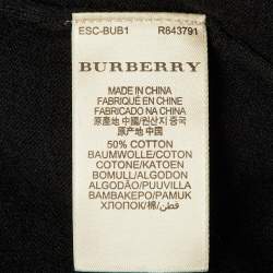 Pre Owned Burberry Brit Black Cotton & Cashmere V-Neck Jumper L