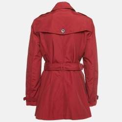 Pre Owned Burberry Brit Red Cotton Blend Double Breasted Trench Coat M