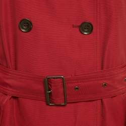 Pre Owned Burberry Brit Red Cotton Blend Double Breasted Trench Coat M