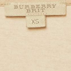 Pre Owned Burberry Brit Light Beige Giant Check Cotton Knit Top XS