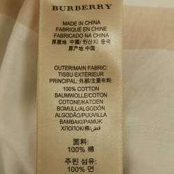 Pre Owned Burberry Brit White Plaid Print Cotton Tie -Up Mock Neck Blouse XS