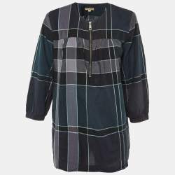 Pre Owned Burberry Brit Grey Checked Cotton Tunic L  