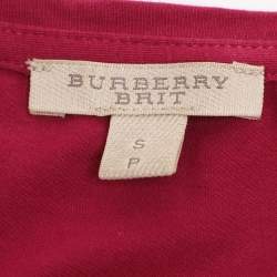 Pre Owned Burberry Brit Magenta Jersey Long Sleeve Top S
