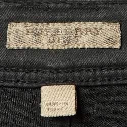Pre Owned Burberry Brit Black Coated Denim Skinny Leg Jeans M/Waist 30"