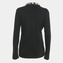 Pre Owned Burberry Brit Black Check Print Detail Cotton T-Shirt L