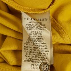 Pre Owned Burberry Brit Yellow Logo Foil Print Cotton Polo T-Shirt S