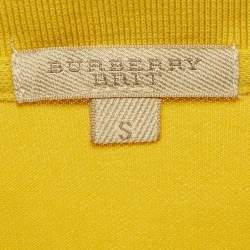 Pre Owned Burberry Brit Yellow Logo Foil Print Cotton Polo T-Shirt S